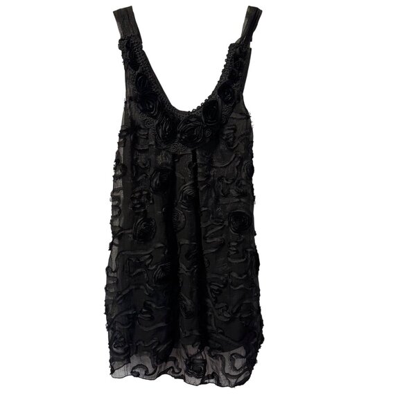 My Pretty Angel Black Sleeveless Dress With Rosette Applique Details . NWOT - Picture 1 of 12